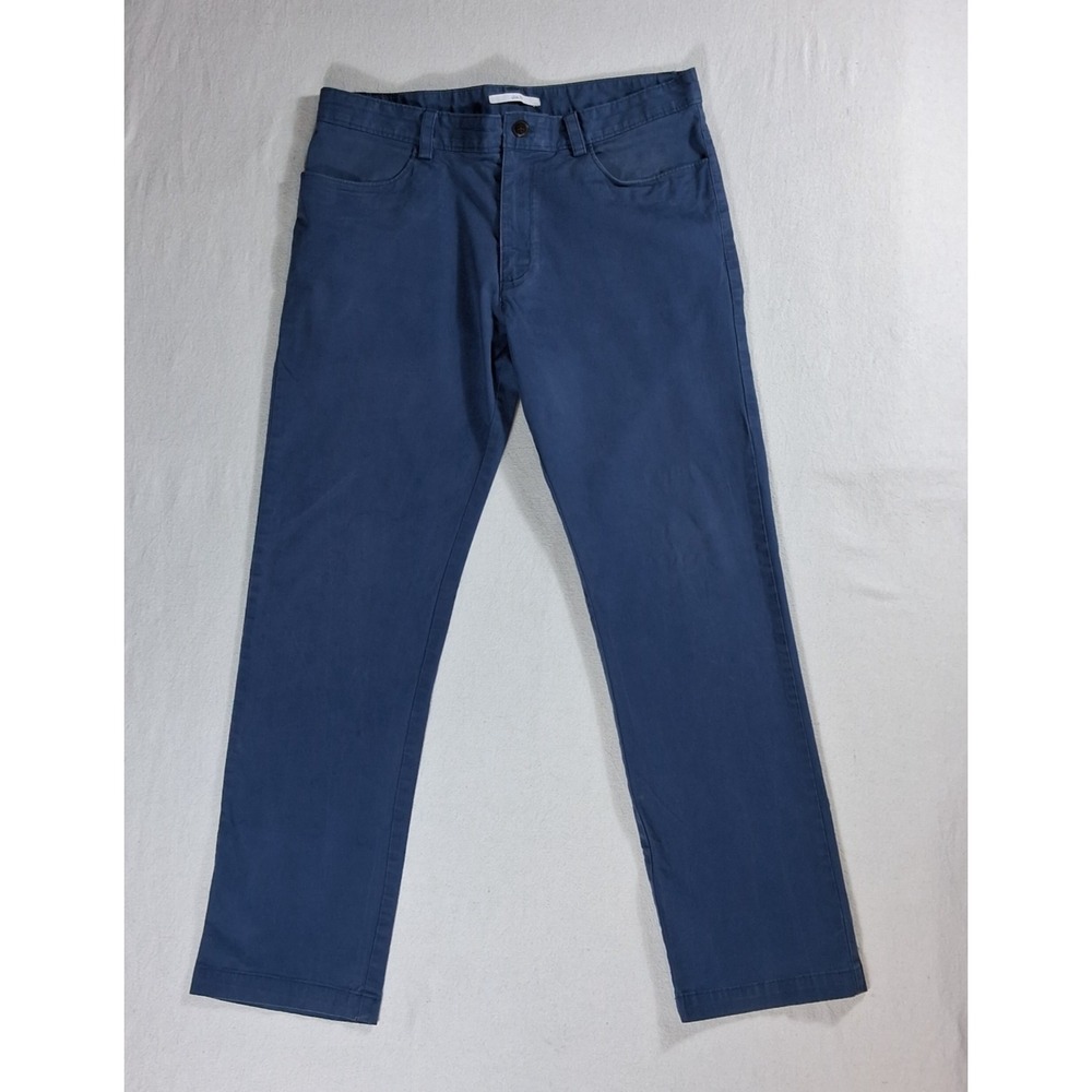 Calvin Klein Mens Pants 32x30 Navy Blue Stretch Cotton Slim Straight 5 Pocket